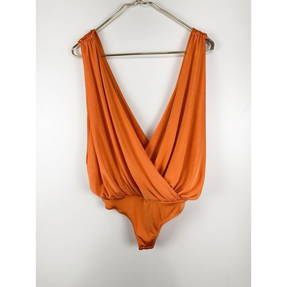 Free People Intimately Night Owl Bodysuit Size S Super Tropical Orange